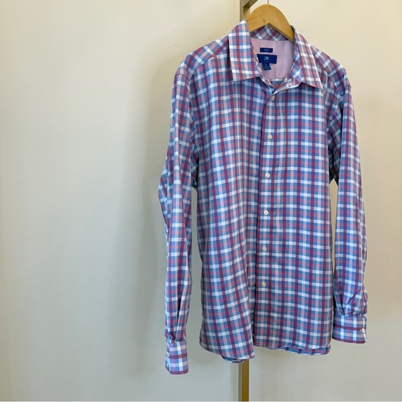 Men's Egara XL Multicolor Plaid Non-Iron Long Sleeve Button-Down Dress Shirt - Picture 4 of 11